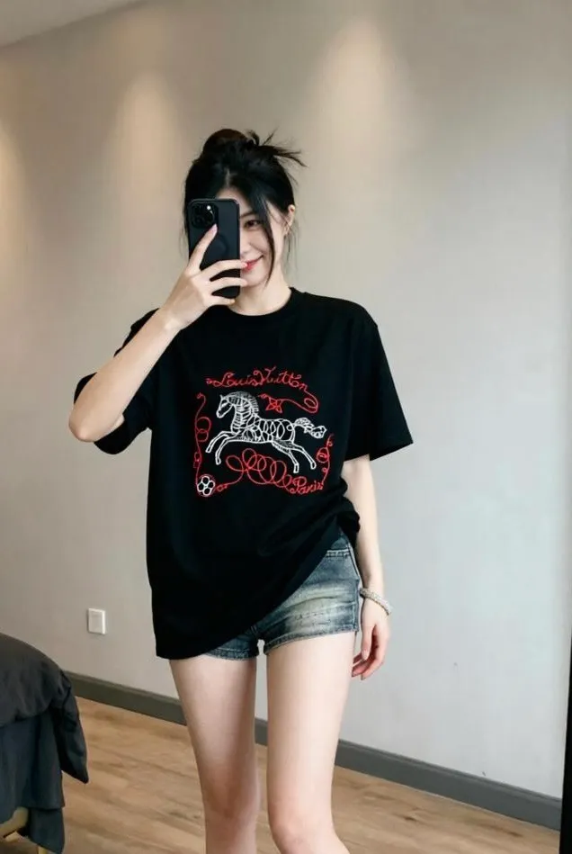 Louis Vuitton/Louis Vuitton Year of the Horse Limited Edition Galloping Horse Embroidered Short Sleeves